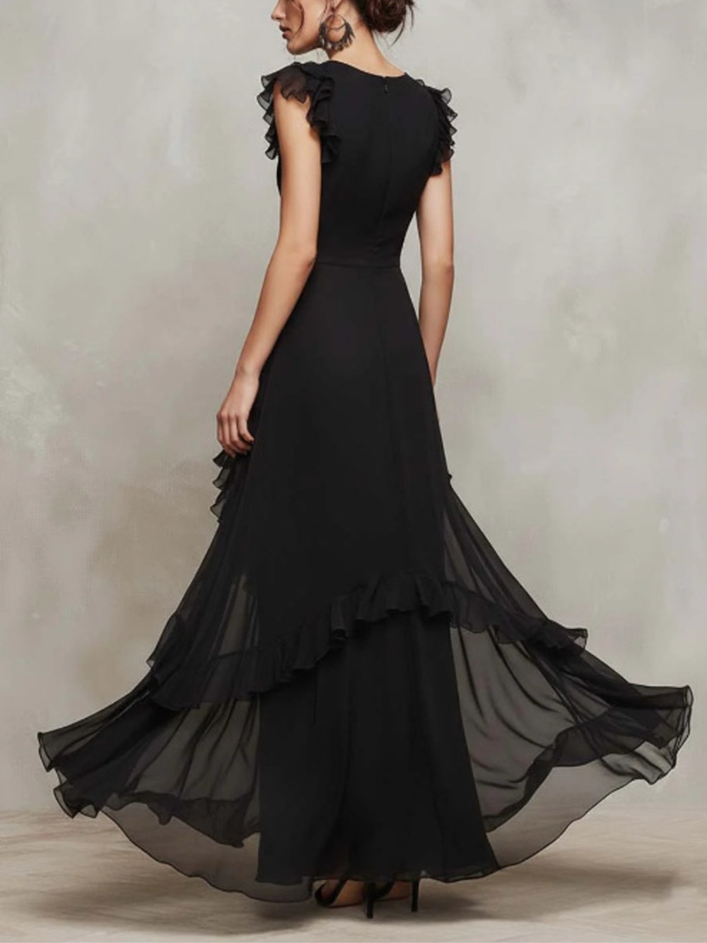 Sheer Ruffle Trim Maxi Dress - Picture 5 of 6